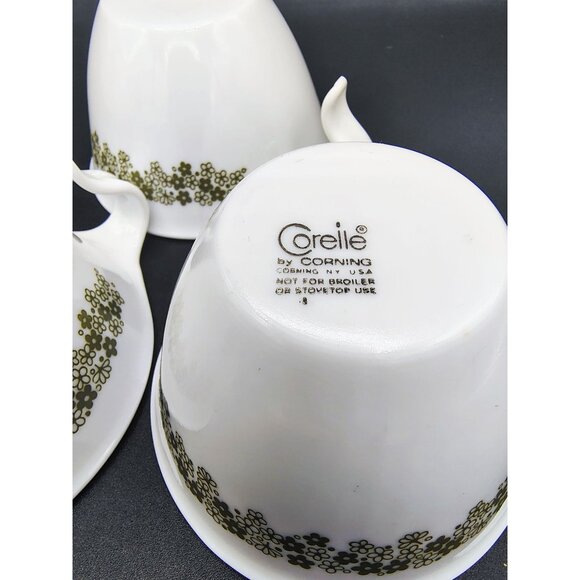 Coffee Cups Spring Blossom Green Crazy Daisy Corning Ware Vintage Lot of 3 - Picture 15 of 16